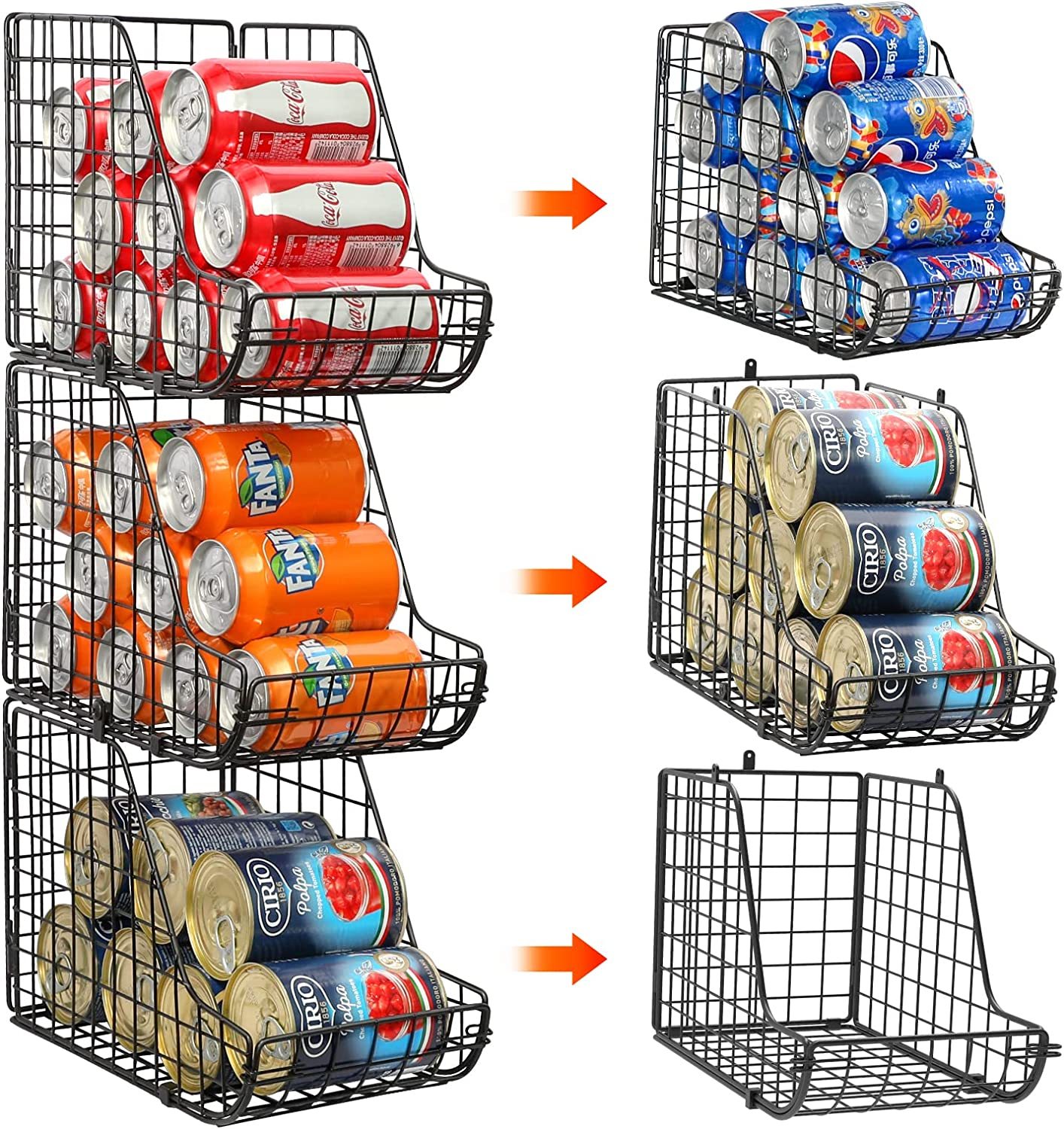 Stackable Can Organizer for Pantry Dispenser Storage Bins-3 Pack