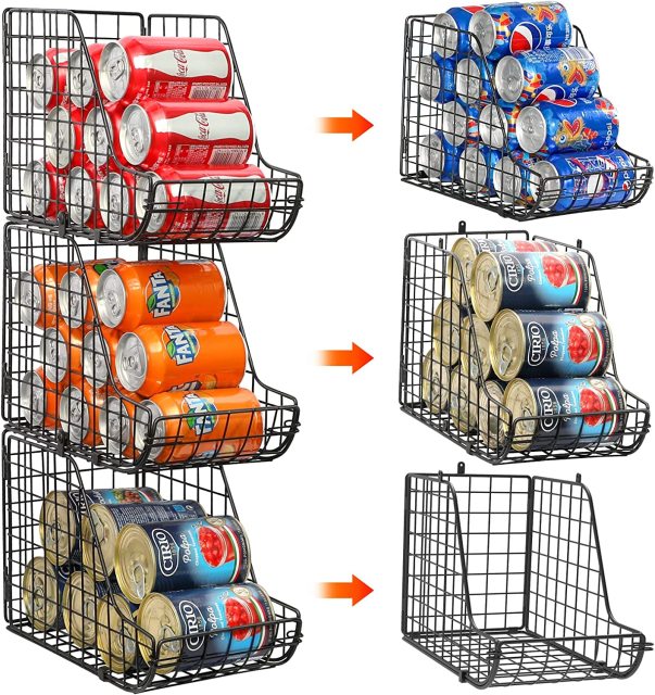 Stackable Can Organizer for Pantry Dispenser Storage Bins-3 Pack
