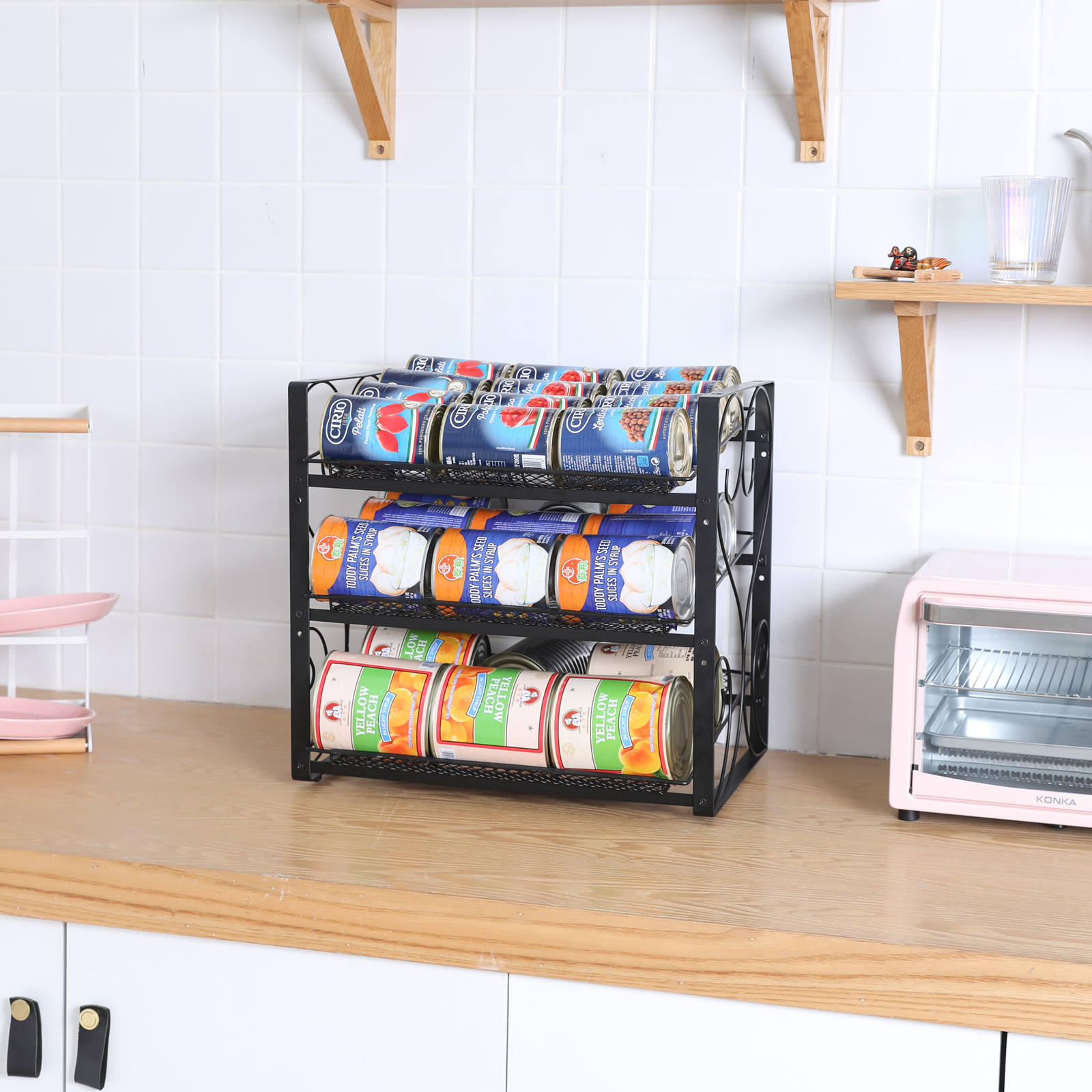 3-Tier Cans Holder Stackable Rack Holds Stacking Can Dispensers Food organizer Storage for 36 Cans