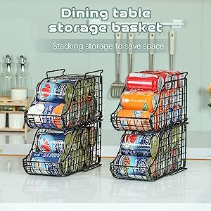 4-Pack Can Storage Organizer Pantry, Stackable Kitchen Canned Food Holder With Handles