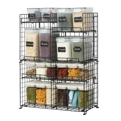 4 Tier Countertop & Cabinet Spice Rack with Adjustable Dividers Stackable Wire Basket for Kitchen & Pantry