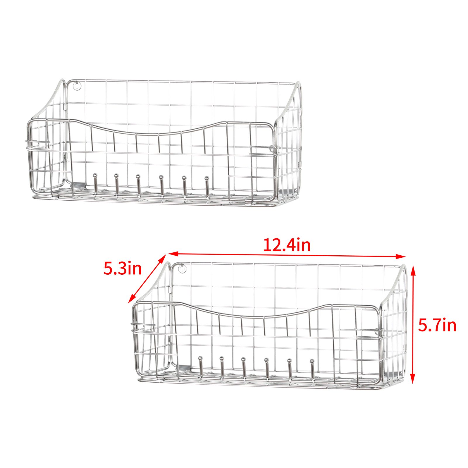 2 Pack Shower Caddy Bathroom Wall Mount Shelf Basket with removeable Hooks