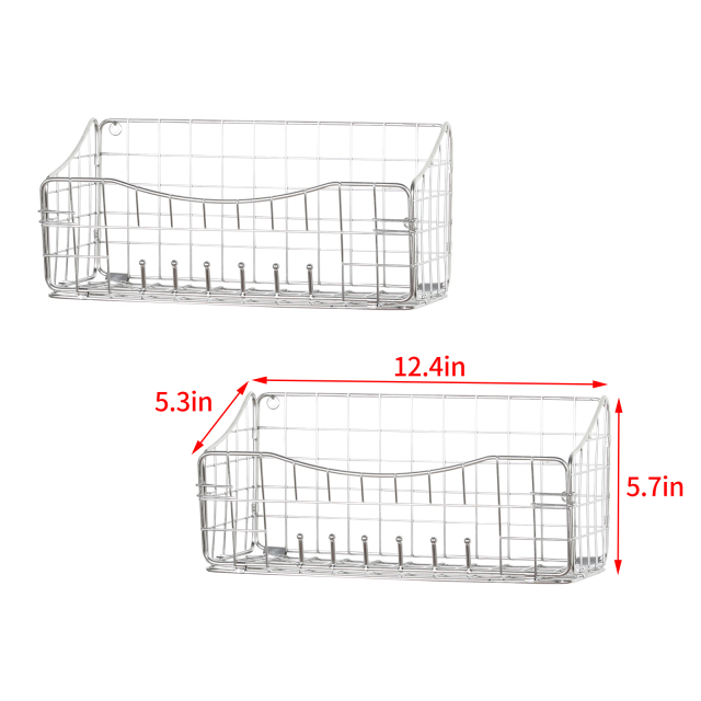 2 Pack Shower Caddy Bathroom Wall Mount Shelf Basket with removeable Hooks
