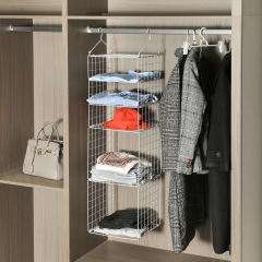 White 5 Tier Adjustable Stackable Foldable Hanging Countertop Closet Organizer Shelf