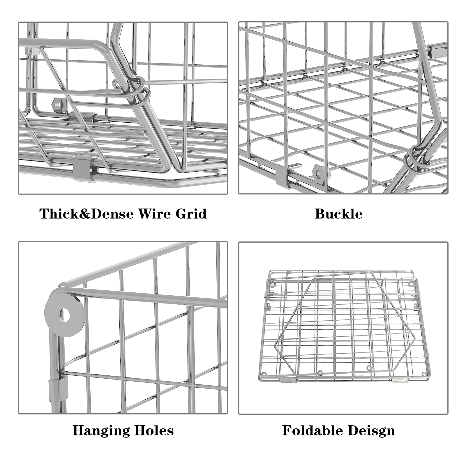 Silver 4 Tier Stackable Foldable Hanging Closet Organizer with Hanging S Hook