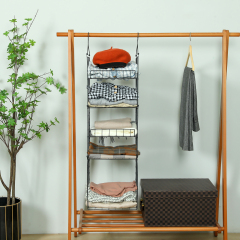 5 Tier Stackable Foldable Hanging Closet Wire Basket Shelf Organizer