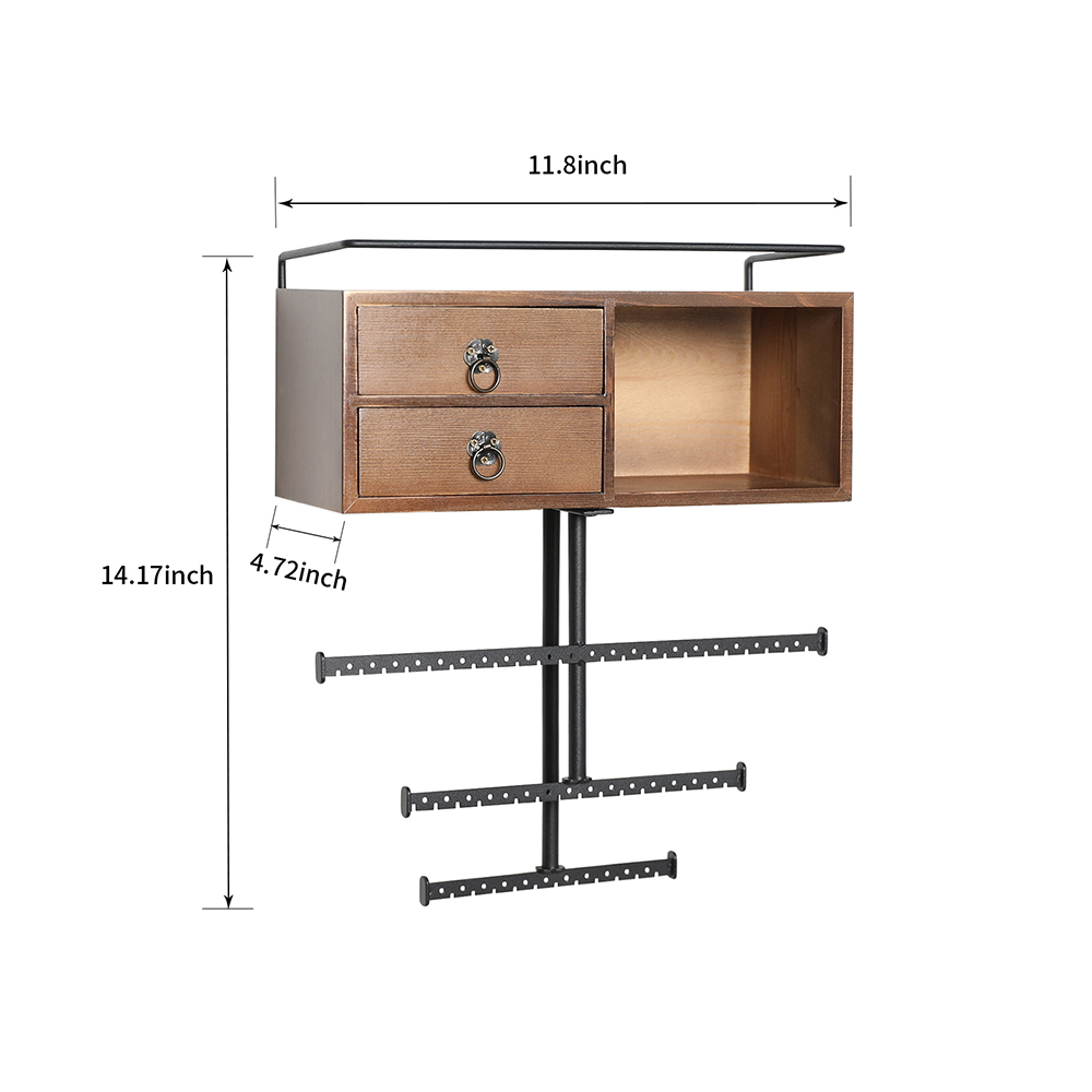 3 Tier Jewelry Necklace Tree Stand Countertop Organizer with Drawer