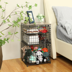 2 Stackable Foldable Big Size Laundry Storage Basket with Wooden Tabletop