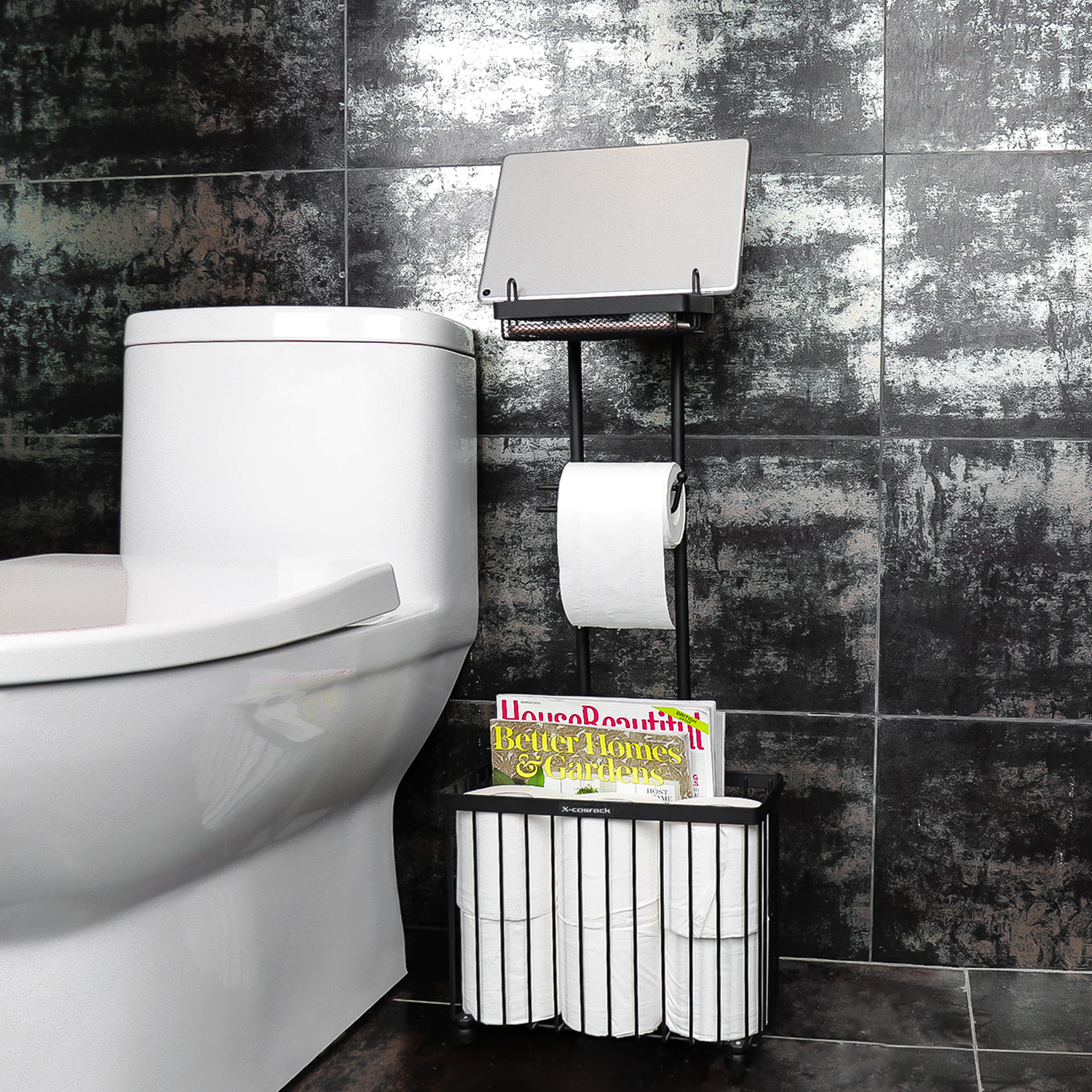 Toilet Paper Holder Racks with Phone Table Storage Tabel