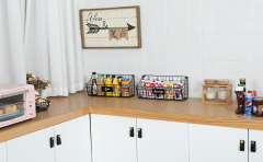 Larger Size 2pcs Foldable Wall Mounted Caddy Storage Wire Basket with Hook