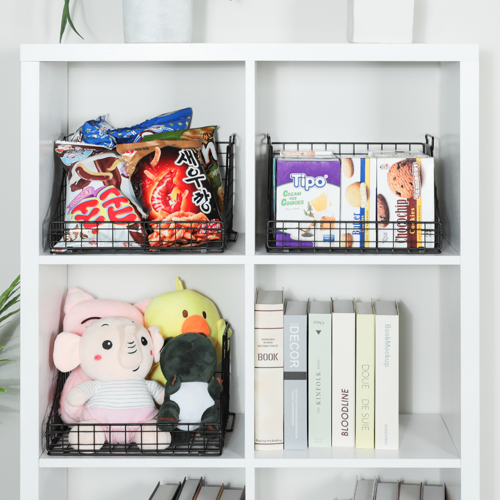 4pcs Stackable Foldable Countertop Wire Basket Closet Organizer