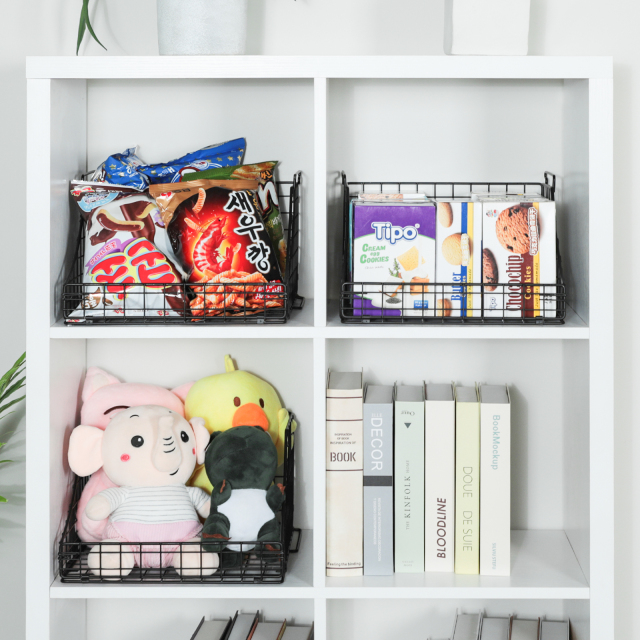 4pcs Stackable Foldable Countertop Wire Basket Closet Organizer