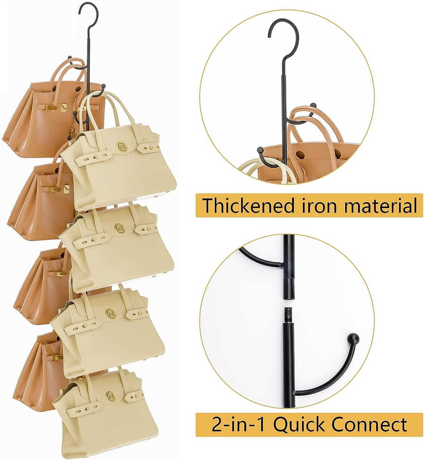 360° Rotating Purse Bag Wallets Hanging Shelf Storage Organizer