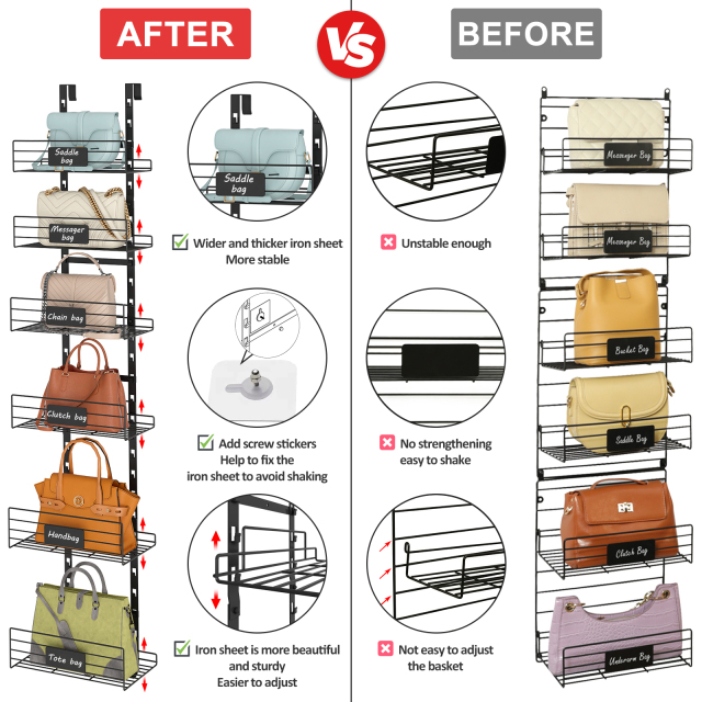 Over The Door Detachable Adjustable Storage Organizer Rack