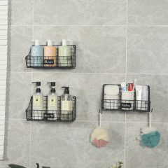 4pcs Foldable Wall Mounted Caddy Storage Wire Basket with Hook