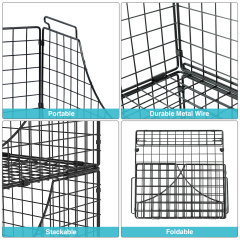 4pcs Stackable Foldable Countertop Wire Basket Closet Organizer