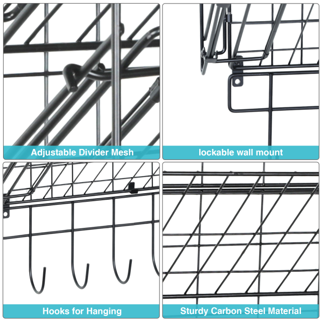 4 Tier Adjustable Over The Door Shoe Organizer with Hooks