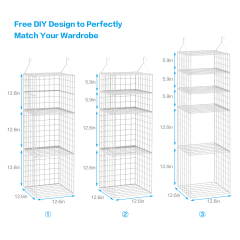 White 5 Tier Adjustable Stackable Foldable Hanging Countertop Closet Organizer Shelf