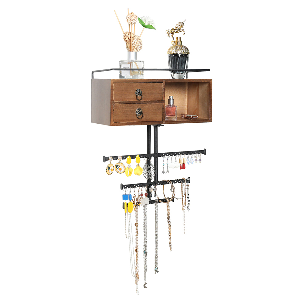 3 Tier Jewelry Necklace Tree Stand Countertop Organizer with Drawer