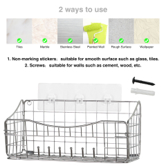 2 Pack Shower Caddy Bathroom Wall Mount Shelf Basket with removeable Hooks