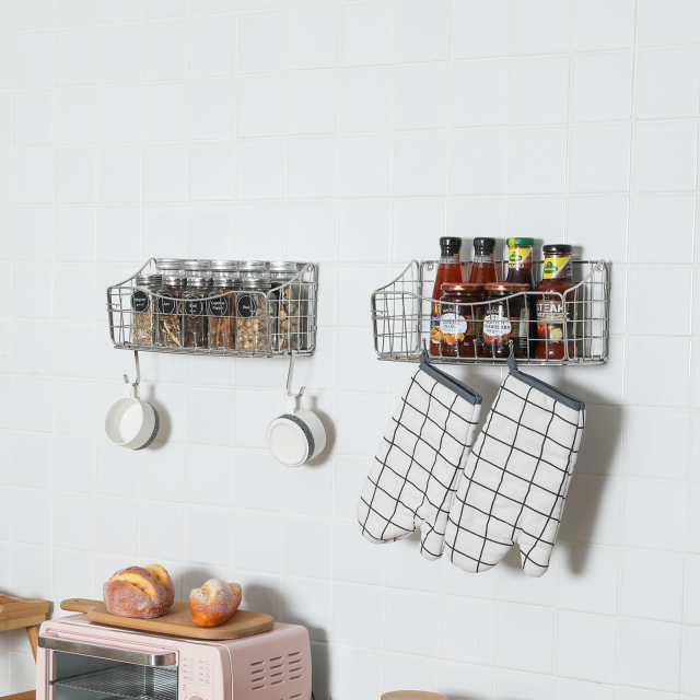 2 Pack Shower Caddy Bathroom Wall Mount Shelf Basket with removeable Hooks
