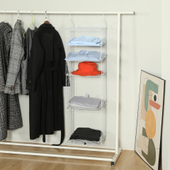 White 5 Tier Adjustable Stackable Foldable Hanging Countertop Closet Organizer Shelf