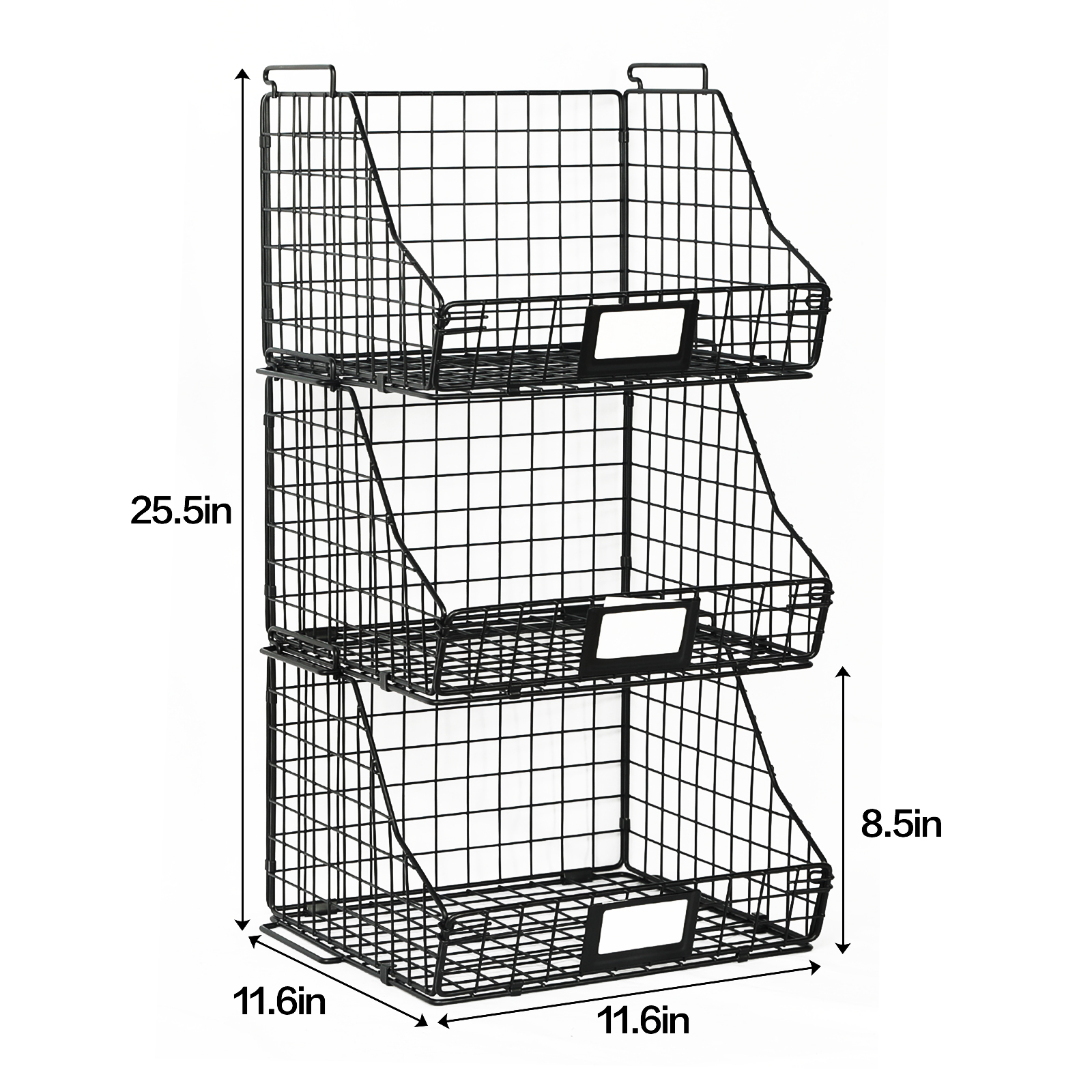 3pcs Stackable Foldable Countertop Wall Mounted Wire Basket Closet Organizer