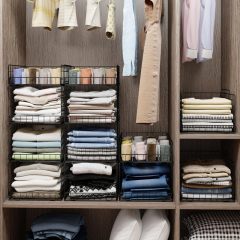 Black Stackable and Foldable Closet Organizers Closet Shelf with Top Devider