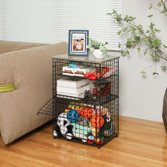 2 Stackable Foldable Big Size Laundry Storage Basket with Wooden Tabletop