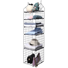 5 Tier Adjustable Stackable Foldable Hanging Countertop Closet Organizer Shelf