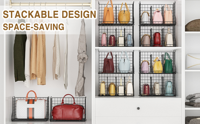 Stackable and Foldable Adjustable Purse Bag Wallets Closet Organizer