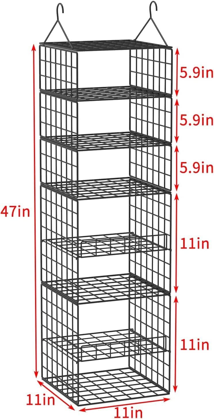 Metal Wire Adjustable 7 Tier Hanging Clothes Shelf for Bedroom Dormitory