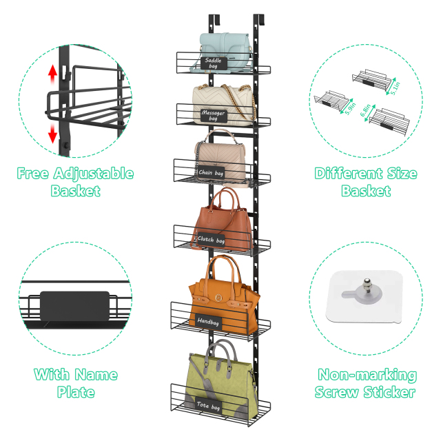 Over The Door Detachable Adjustable Storage Organizer Rack