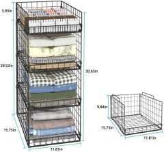 Black Stackable and Foldable Closet Organizers Closet Shelf with Top Devider