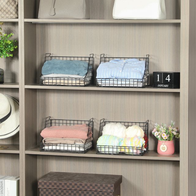 4pcs Stackable Foldable Countertop Wire Basket Closet Organizer