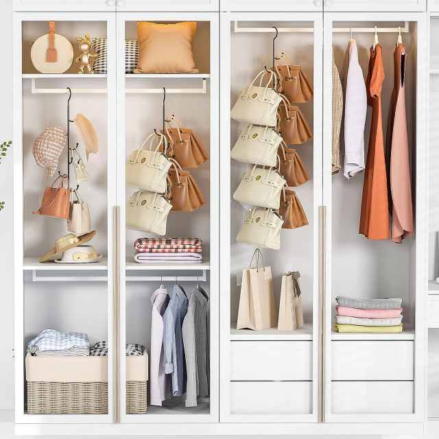 360° Rotating Purse Bag Wallets Hanging Shelf Storage Organizer