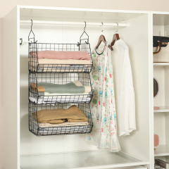 3 Tier Stackable Foldable Hanging Closet Organizer with Divider Coutertop Hanging Clothing Organizer