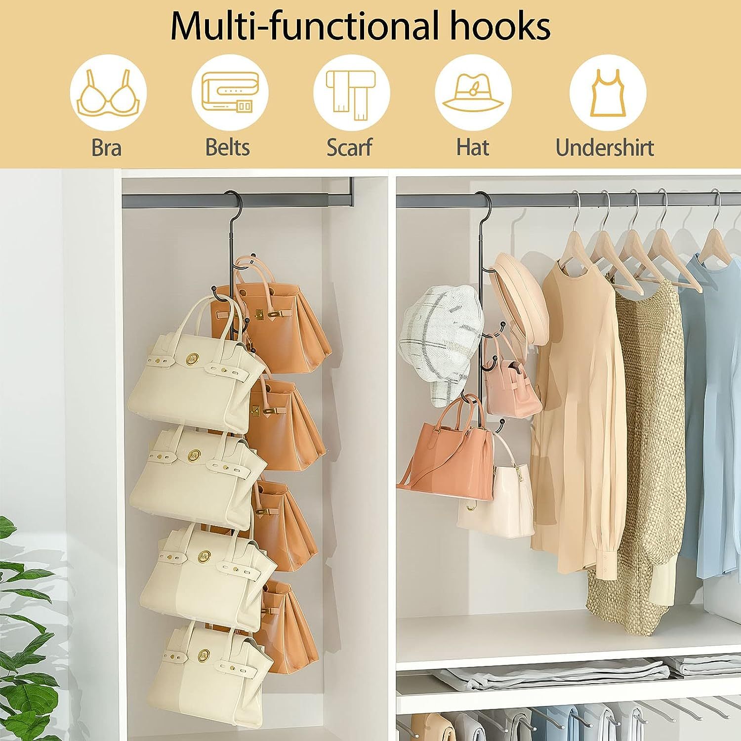 360° Rotating Purse Bag Wallets Hanging Shelf Storage Organizer