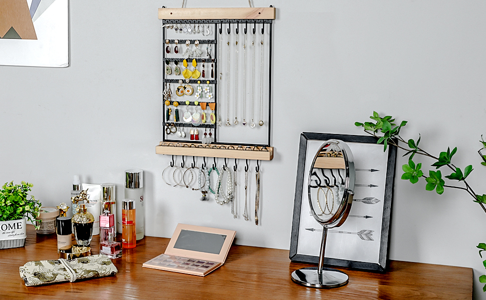 6 Wall Earring Necklace Hanging Jewelry Organizer