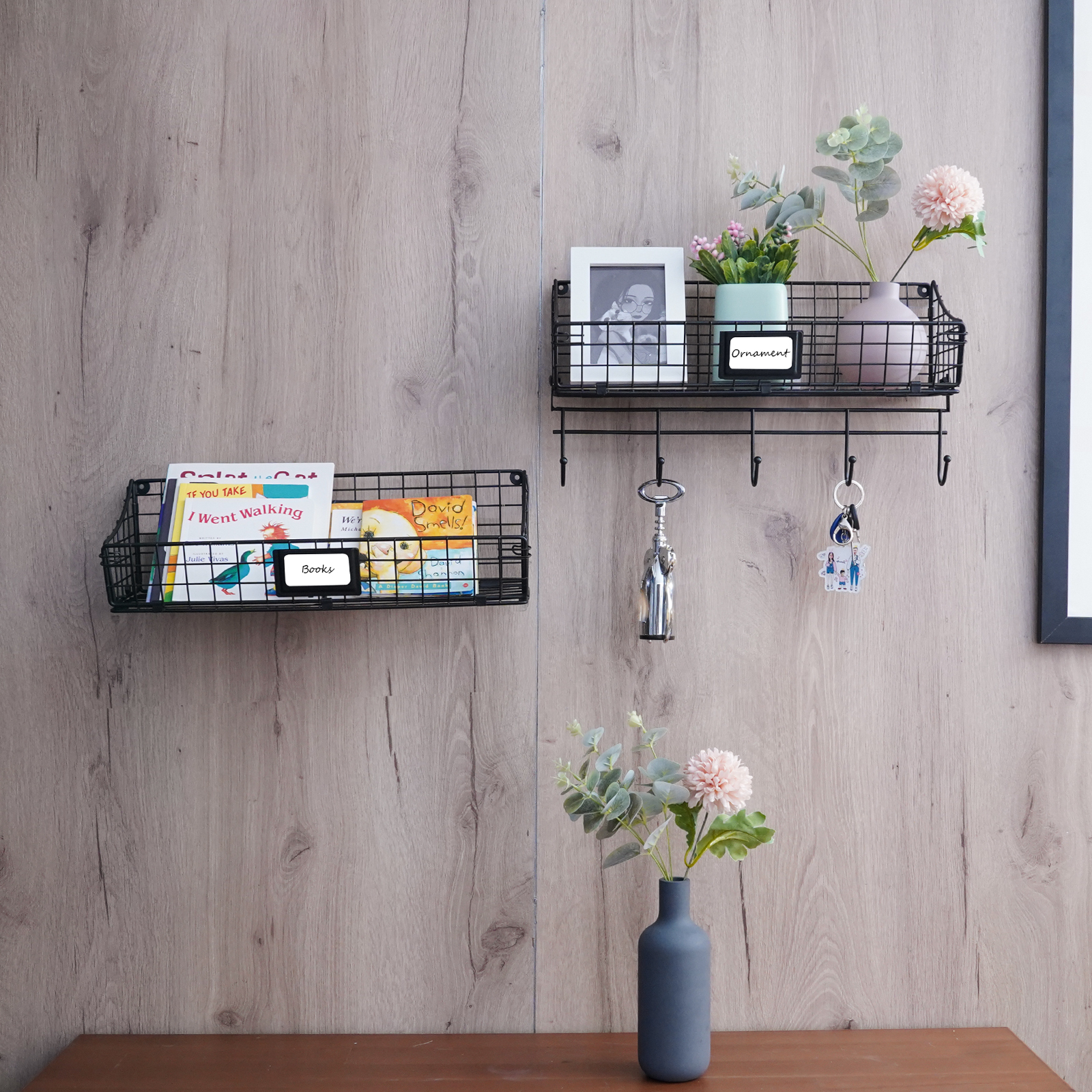 3pcs Foldable Wall Mounted Anti-Rusted Storage Basket with Towel Paper Hook