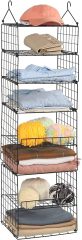 Metal Wire Adjustable 7 Tier Hanging Clothes Shelf for Bedroom Dormitory