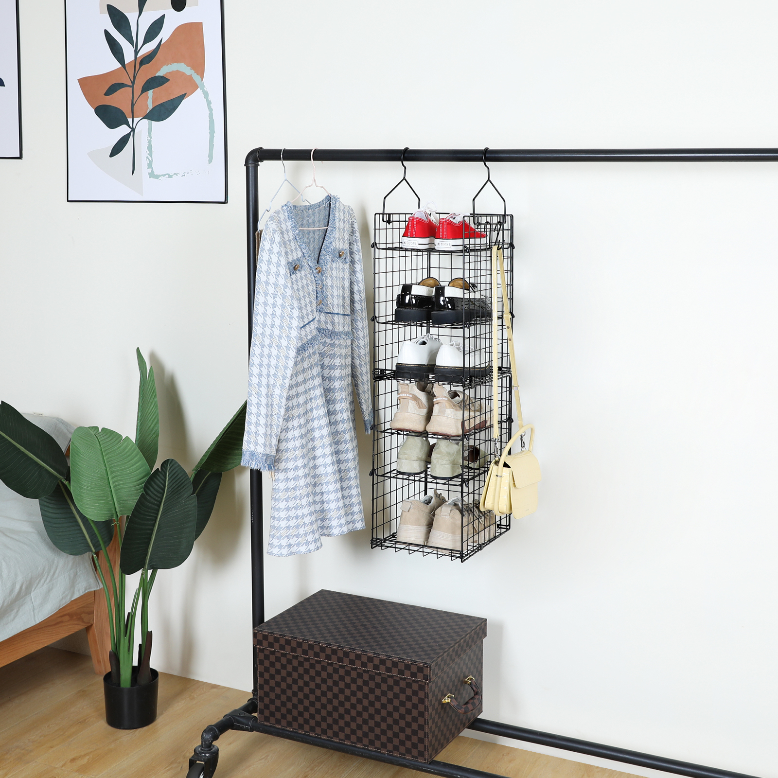 6 Tier Hanging Countertop Stackable Foldable Closet Organizer