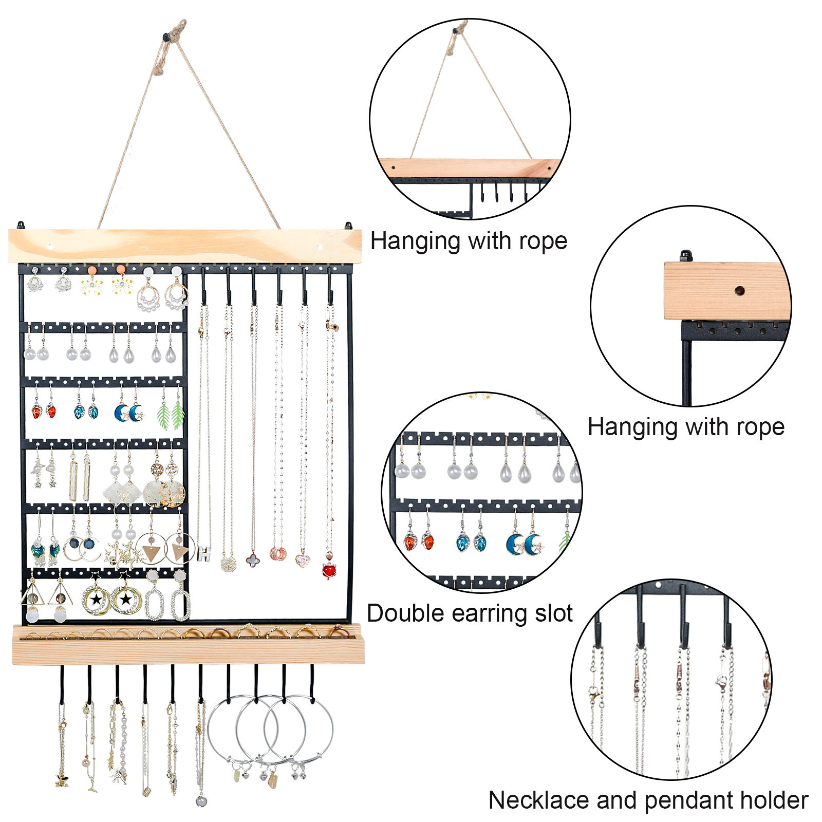 6 Wall Earring Necklace Hanging Jewelry Organizer
