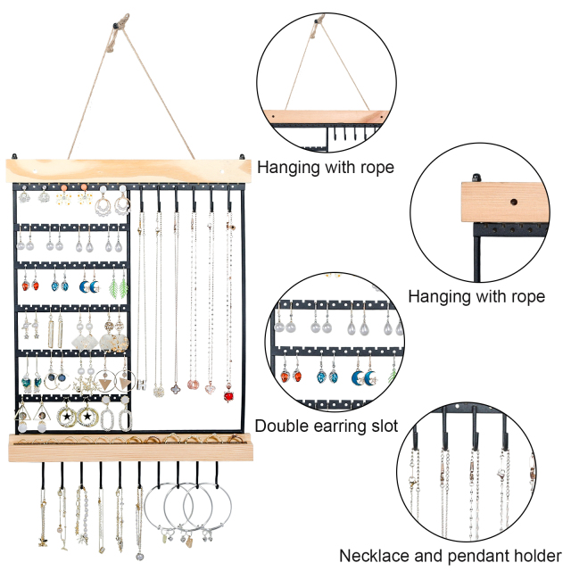 6 Wall Earring Necklace Hanging Jewelry Organizer