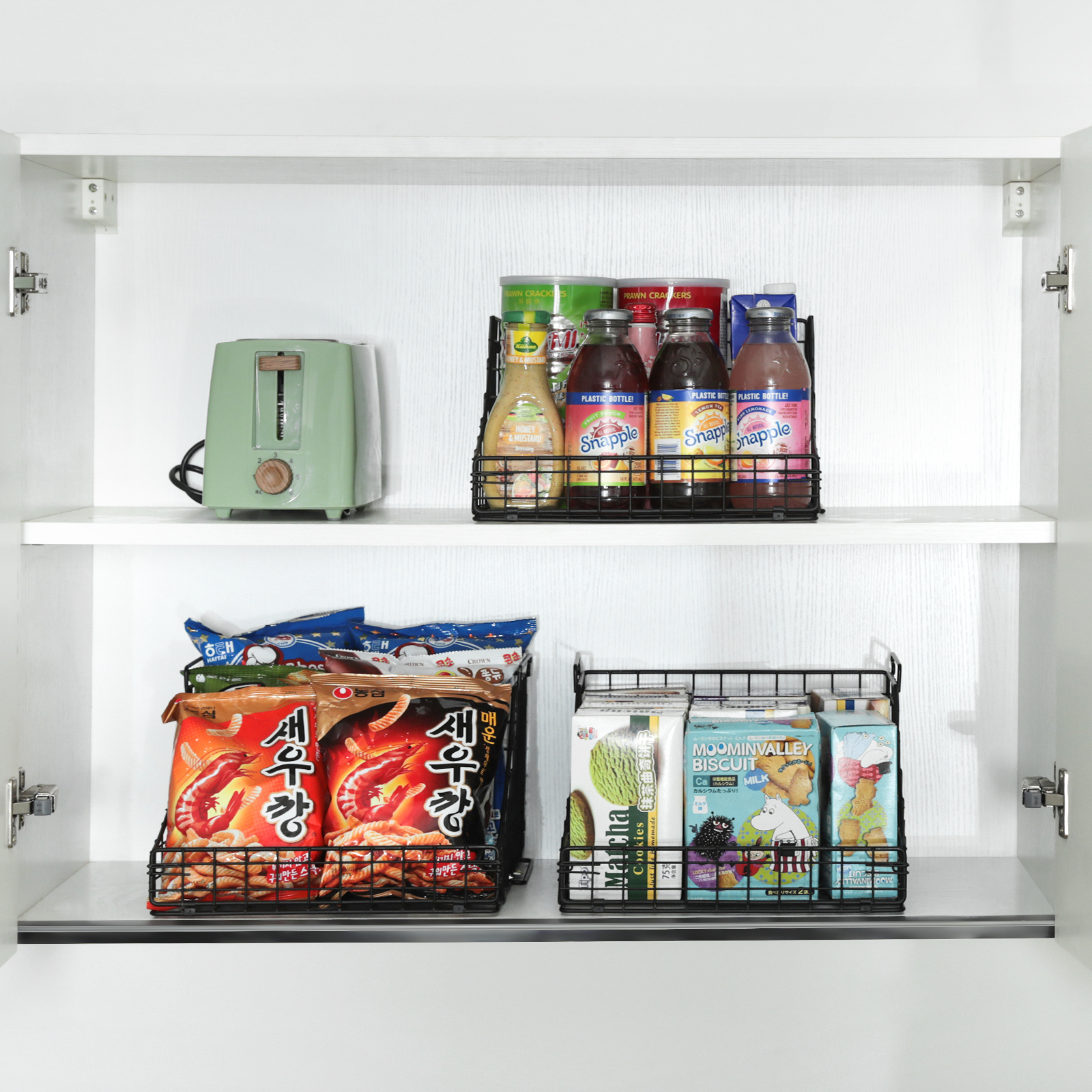 4pcs Stackable Foldable Countertop Wire Basket Closet Organizer