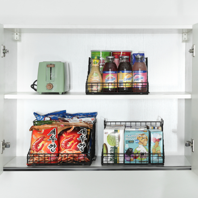 4pcs Stackable Foldable Countertop Wire Basket Closet Organizer