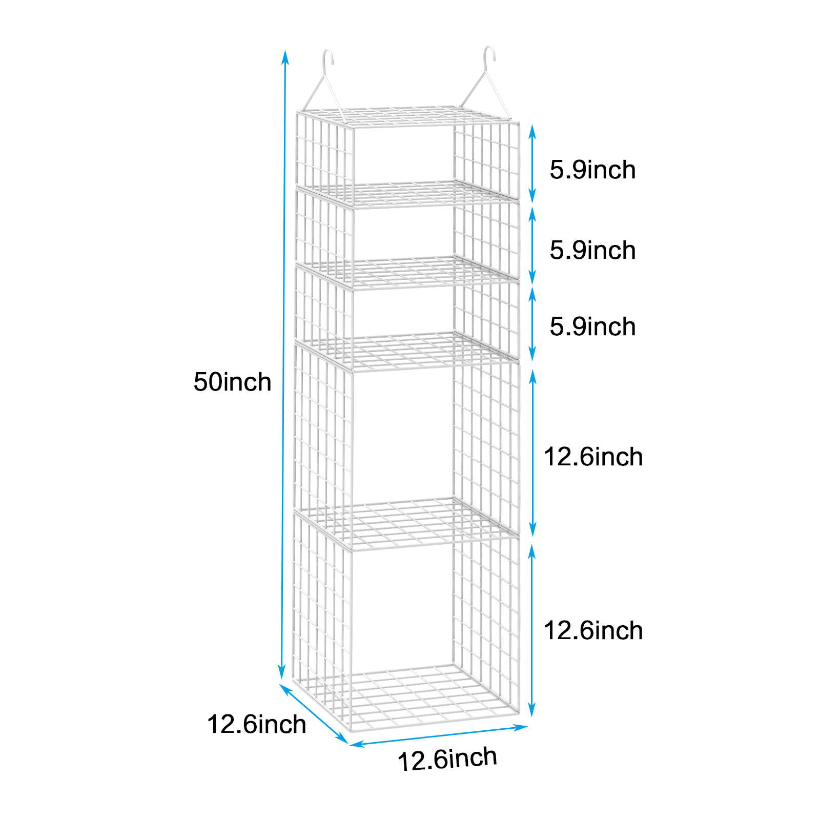 White 5 Tier Adjustable Stackable Foldable Hanging Countertop Closet Organizer Shelf