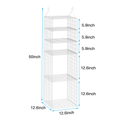 White 5 Tier Adjustable Stackable Foldable Hanging Countertop Closet Organizer Shelf