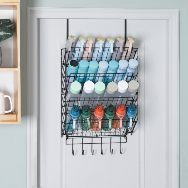 4 Tier Adjustable Over The Door Shoe Organizer with Hooks