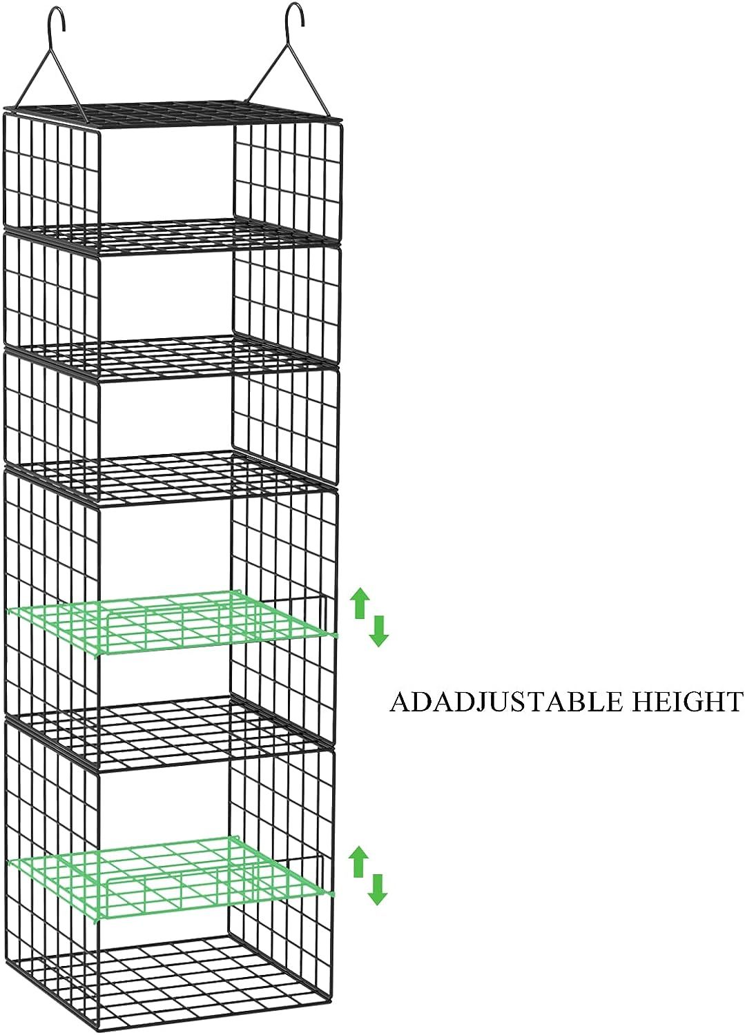 Metal Wire Adjustable 7 Tier Hanging Clothes Shelf for Bedroom Dormitory